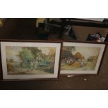 TWO FRAMED AND GLAZED PRINTS OF FARMYARD SCENES