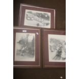 THREE FRAMED BLACK AND WHITE PHOTOGRAPHS OF TRAINS