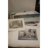 THIRTEEN MISCELLANEOUS PRINTS AND ENGRAVINGS A/F to include 18th and 19th century, J. Moyreau,
