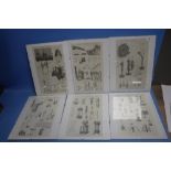 SIX FRAMED INDUSTRIAL ENGRAVINGS "OF HYDRAULICS AND HYDROSTATICS" BY I. TAYLOR