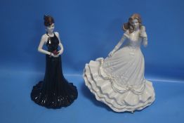 A ROYAL WORCESTER FIGURINE 'GOLDEN MOMENTS' AND COALPORT FIGURINE 'STUNNING IN BLACK' (2)