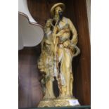 A TALL PAIR OF RESIN ORIENTAL FIGURES, ONE MAN AND ONE LADY, H 50 CM