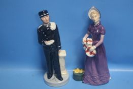 A ROYAL DOULTON FIGURINE "GOOD DAY SIR" TOGETHER WITH A ROYAL DOULTON FIGURE "RITZ BELLBOY"