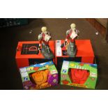 TWO BOXED VAMPIRE HUNTER BUSTS OF LEIRA TOGETHER WITH TWO PERSIL SOFT TOYS - MR TICKLE AND MR STRONG