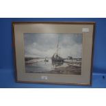 JOHN SUTTON WATERCOLOUR OF BLAKENEY QUAY SIGNED BOTTOM RIGHT 49.5 CM X 40 CM