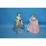 TWO ROYAL DOULTON FIGURINES, 'ADRIENNE', HN2304 'A HOSTESS OF WILLIAMSBURG' HN2209 (2)