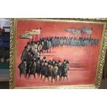 A GILT FRAMED DEBORAH JONES PRINT, "MARCH OF THE KINGS" 102 CM X 82 CM