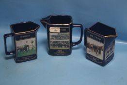 THREE VINTAGE LIMITED EDITION GRAND NATIONAL WATER JUGS, 1990, 1991 AND 1993