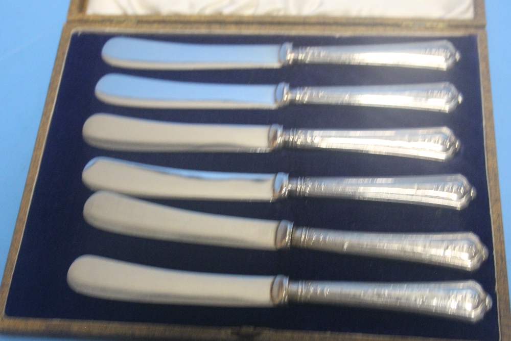 A CASED SET OF SIX HALLMARKED SILVER KNIVES - Image 2 of 2