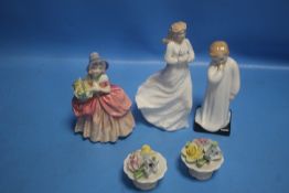 THREE ROYAL DOULTON FIGURINES - 'DARLING' HN1985, 'CISSIE' HN1809, AND 'LOVING YOU' HN3389