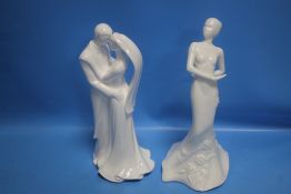 A COALPORT FIGURINE 'MUSIC & DANCE' TOGETHER WITH A WEDGWOOD FIGURE GROUP 'TO HAVE AND TO HOLD'