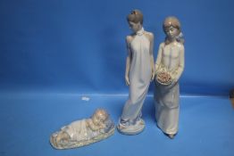 A NAO FIGURINE TOGETHER WITH TWO OTHER NAO STYLE FIGURINES (3)