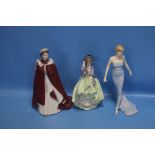 THREE CHINA FIGURINES - ONE ROYAL WORCESTER 'QUEEN ELIZABETH II', ONE ROYAL DOULTON 'TOP O' THE