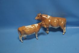 A BESWICK BULL AND COW BOTH A/F