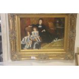 A GILT FRAMED OIL ON BOARD OF A MOTHER AND TWO CHILDREN, SIGNED LOWER RIGHT "BOGAERT, F " 58 CM X