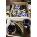 TWO TRAYS OF CERAMICS TO INCLUDE ORIENTAL STYLE EXAMPLES (TRAYS NOT INCLUDED)