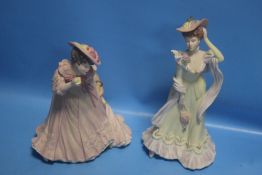 TWO MATT WEDGWOOD FIGURINES 'HARRIET' AND 'ABIGAIL' (2)