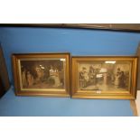 A PAIR OF GILT FRAMED PRINTS OF MUSICAL SCENES