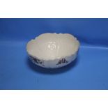 A BELLEEK BOWL, BLUE MARK TO BASE