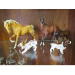 A COLLECTION OF ROYAL DOULTON AND BESWICK FIGURES TO INCLUDE MATT FINISH HORSE EXAMPLES- ONE MISSING