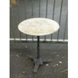 A CAST BASED MARBLE TOPPED PEDESTLE TABLE - TOP LOOSE