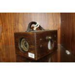 A VINTAGE OAK CASED PIGEON RACING CLOCK