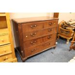 A LARGE 19TH CENTURY MAHOGANY CHEST OF FIVE DRAWERS, W 122 CM