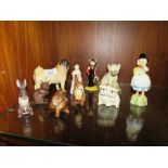 A COLLECTION OF ASSORTED CERAMIC FIGURES TO INCLUDE A BESWICK MATTE FINISH CH CUTMIL CUPIE PUG