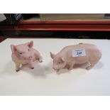 TWO AYNSLEY MATT FINISH PIG FIGURES BOAR AND PIGGY