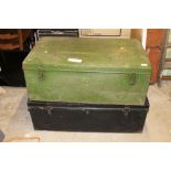 TWO LARGE TIN TRUNKS