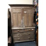 A VICTORIAN PINE HOUSEKEEPERS CUPBOARD - H 205 CM, W 128 CM