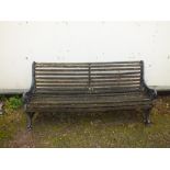 A GARDEN BENCH WITH CAST ENDS L-184 CM