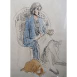 RICHARD KENNEDY (1910-1989). Study of a seated woman with dog at her feet, signed lower right,