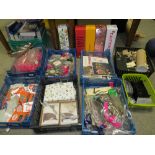 SEVEN BOXES OF GIFTWARE ETC TO INCLUDE FLAMINGO LIGHTS, CARDS ETC TOGETHER WITH A COLLECTION OF