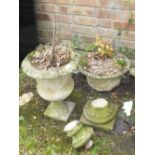 TWO STONE PLANTERS PLUS CONTENTS - ( ONE A/F )