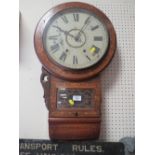 AN AMERICAN STYLE INLAID MAHOGANY WALL CLOCK A/F