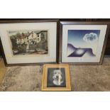 A COLLECTION OF ASSORTED PICTURES AND PRINTS TO INCLUDE A MODERN ABSTRACT PRINT AND SIGNED