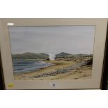 EWJ PARGETER 'LLANDANWG BEACH GWYNDD WATERCOLOUR - SIGNED 25 X 35 CM