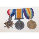 A BAR OF THREE WWI MEDALS AWARDED TO 50611 GNR V P DAVIES R.G.A