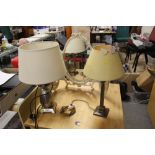 A MODERN PINEAPPLE SHAPED TABLE LAMP, TOGETHER WITH ANOTHER AND A DRESSING TABLE MIRROR (3)