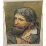A FRAMED AND GLAZED WATERCOLOUR PORTRAIT STUDY OF AN ITALIAN PEASANT BY RICHARD QUICK SIGNED LOWER