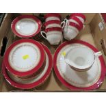 A TRAY OF ROYAL WORCESTER REGENCY CHINA TO INCLUDE A SET OF SIX TRIOS