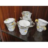 A COLLECTION OF MELBA BONE CHINA TO INCLUDE FLORAL HANDLED TEACUPS - SOME PIECES CRACKED