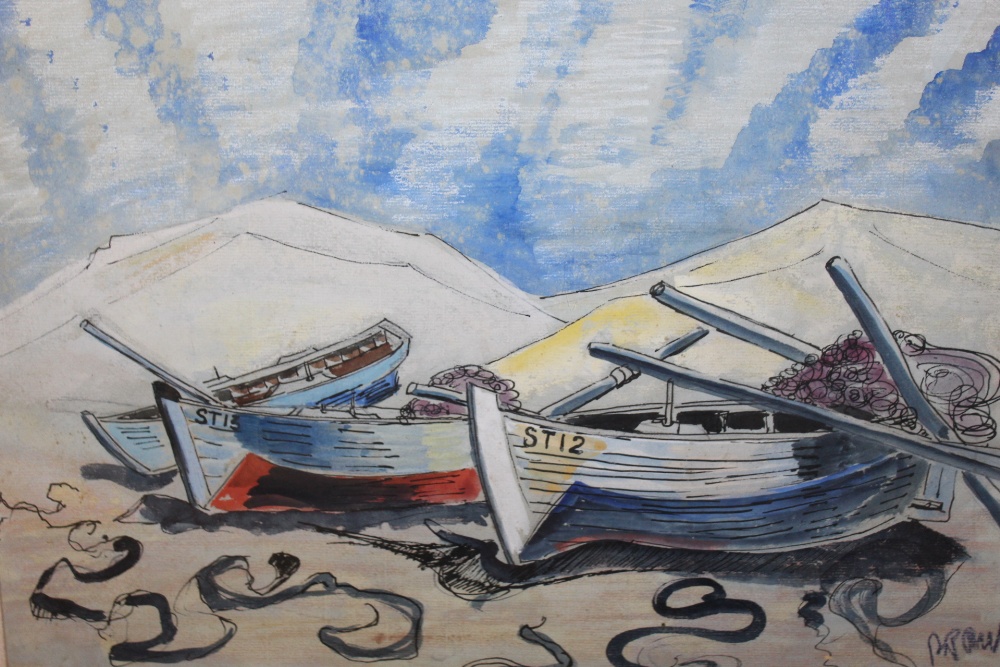 (XX). A beach scene with boats 'Fishing Boasts at Bottels Bay, Cape Peninsula, South Africa' see