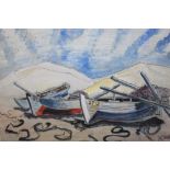 (XX). A beach scene with boats 'Fishing Boasts at Bottels Bay, Cape Peninsula, South Africa' see