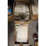 A LARGE BOX AND A SMALL TRAY OF MISCELLANEOUS DOCUMENTS, LETTERS ETC