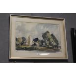 BARKER (XX). British School. an impressionist wooded landscape with church. Signed lower left,