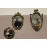 THREE GILT DECORATIVE WALL MIRRORS