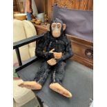 A RARE VINTAGE DEAN'S RAG BOOK 'TRU-TO-LIFE' CHIMPANZEE MONKEY, WITH ORIGINAL INTACT RUBBER HANDS