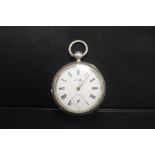 A HALLMARKED SILVER CASED OPEN FACED WALTHAM POCKET WATCH